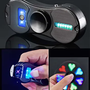 

A018 Fingertip Gyro Dual ARC USB Electronic Lighter Hand Spinner Windproof Cigarette Lighter LED Lighter Play 18 Color Pattern
