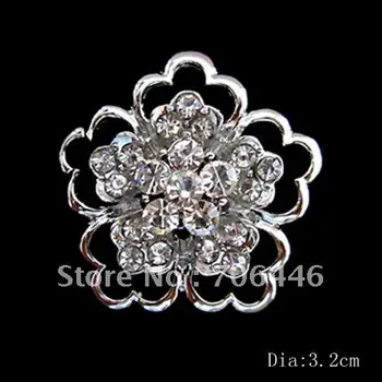 

Silver Color Clear Rhinestone Crystal Small Flower Brooch Pin