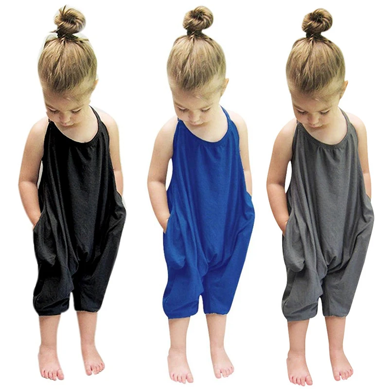 

2019 Fashion Children Newborn Girls Belt Cotton Sliders Overalls Harem Pants Summer Clothes SK113