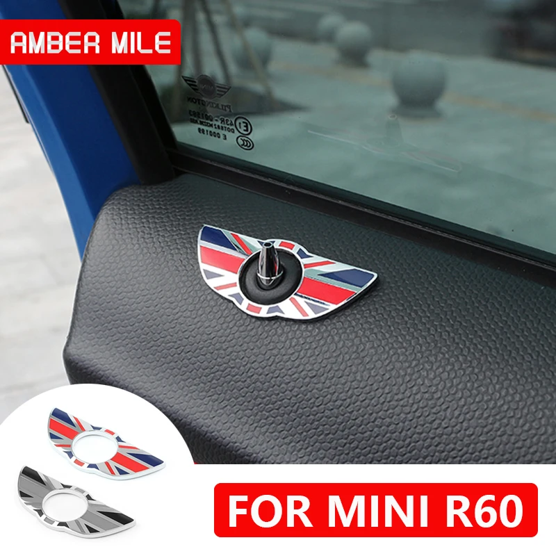 

AMBERMILE for Mini Cooper Countryman R60 Accessories for BMW Mini R60 Countryman R60 Interior Door Lock Pin Emblem Wings Sticker