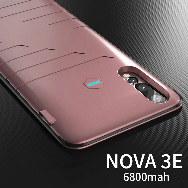 Чехол для зарядного устройства для huawei P20 Lite Nova 3E Сверхлегкий Внешний Аккумулятор Чехол для внешней зарядки для huawei Nova 3E чехол для аккумулятора - Цвет: 6800mah Rose Pink