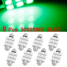 8 Шт./лот 39 мм 1.5" 5050 SMD 9-LED Зеленый Гирлянда Купол Света DE3425 DE3423 Внутреннего