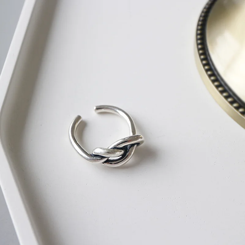 SHANICE Ретро Настоящее 925 пробы кольцо Slive на удачу простое кольцо с узлом для женщин специальный дизайн модные вечерние Обручальные кольца