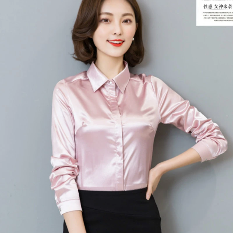 pink satin blouse top