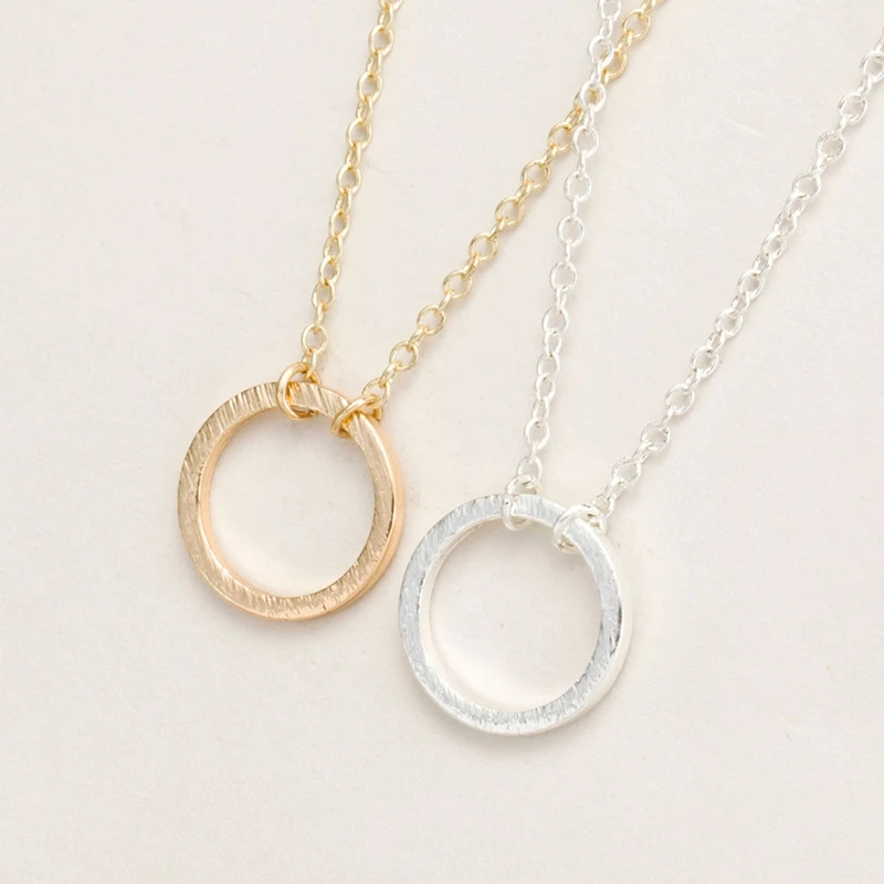 

1Pc Fashion Brushed Surface Round Necklace Gold Silver Plated Simple Geomtric Circle Women Long Necklace Party Gifts