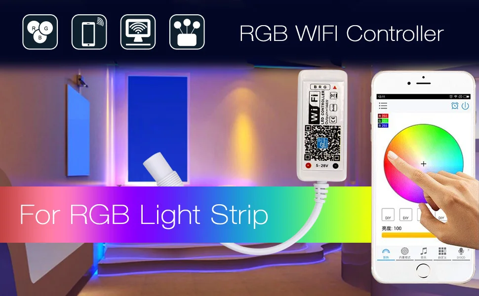 SuperNight 3528 SMD RGB Светодиодные ленты Комплект 5 M 60 светодиодный s/m DC 12 V ленточный светильник Светодиодная лента с умный wifi-контроллер Мощность