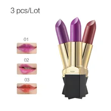 3 unids/lote Colores Mate del Lápiz Labial de La Flor de Color Vampiro Hidratante Labios Belleza Cosméticos de Maquillaje de la Marca de Larga Duración