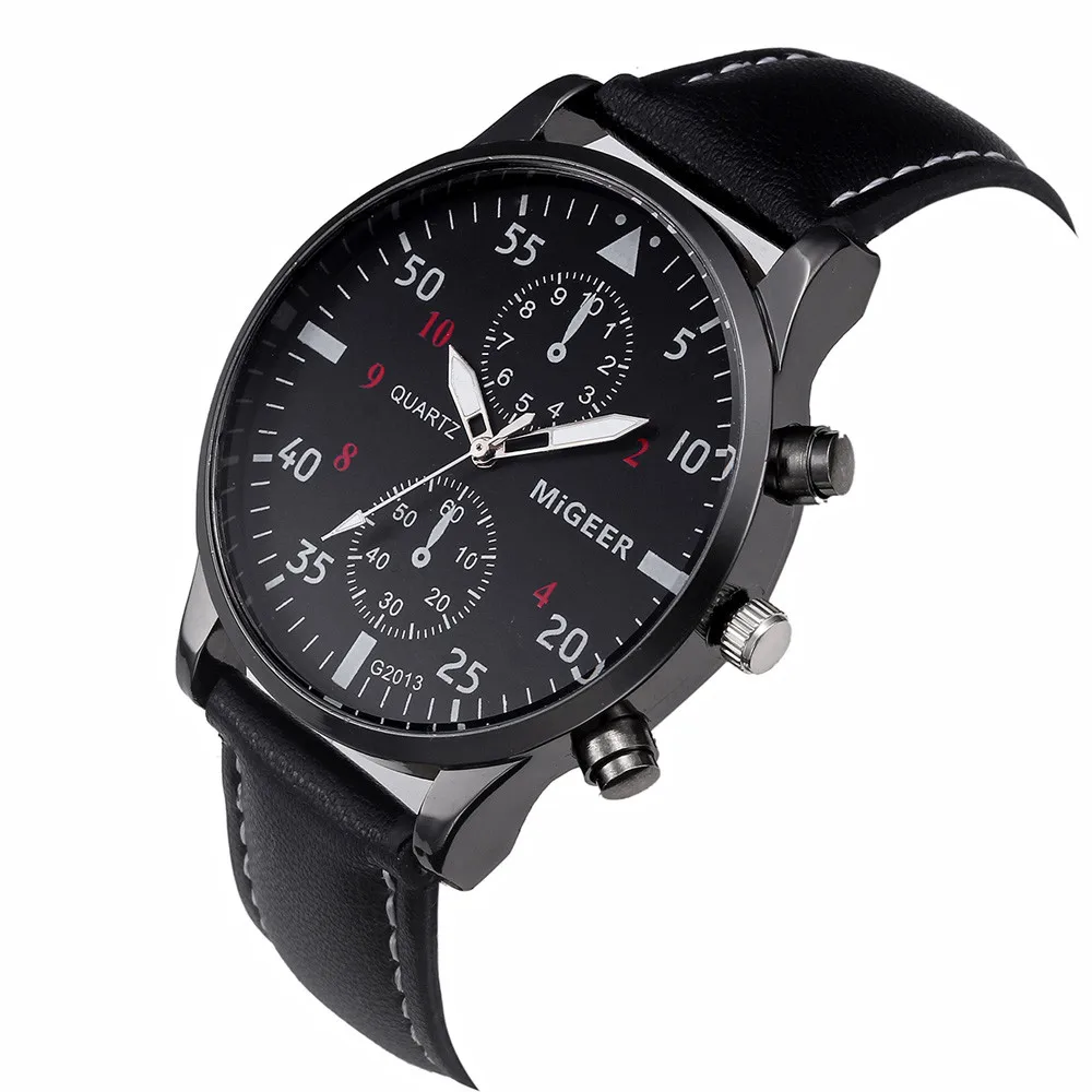 Новая мода мужские классические часы с кожаным ремнем Большой Циферблат Бизнес Стиль повседневные кварцевые наручные часы для мужчин подарок на праздник часы Reloj# S