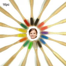 16 шт. зубная щетка натуральная Экологичная здоровье Радуга бамбук мягкое волокно зубная щетка биоразлагаемая зубная щетка уход за полостью рта L48