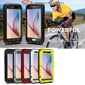 

LOVE MEI for Samsung Galaxy S6 Case Shockproof Waterproof Metal Cover w Tempered Glass Screen Protector