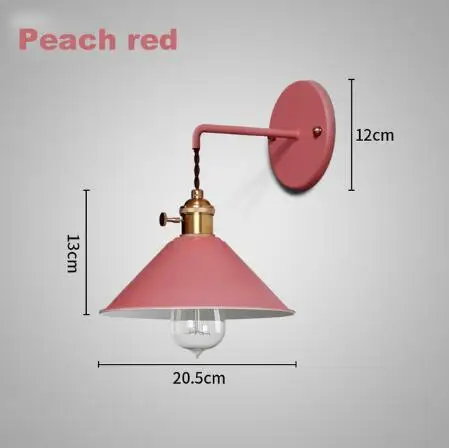 Настенный светильник, современный настенный светильник, красочный настенный светильник, лофт бра с выключателем, лампа в американском стиле, для гостиной, кабинета, спальни - Цвет абажура: Красный