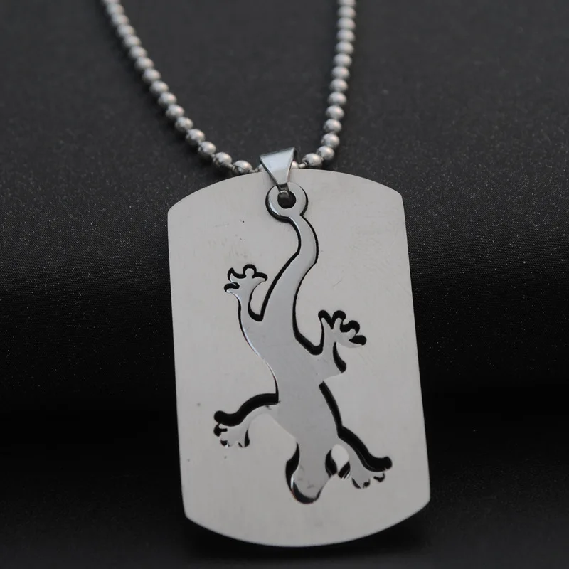 10PCS / Lot gecko Pendant jewelry male necklace foreign trade titanium steel pendant stainless steel women sweater chain gecko