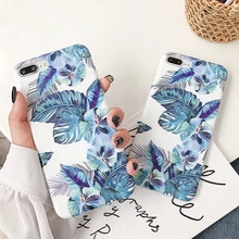 Funda de teléfono LOVECOM de hoja de plátano azul para iPhone 11 Pro Max XR XS Max 6 6S 7 8 Plus X suave IMD Vintage flores