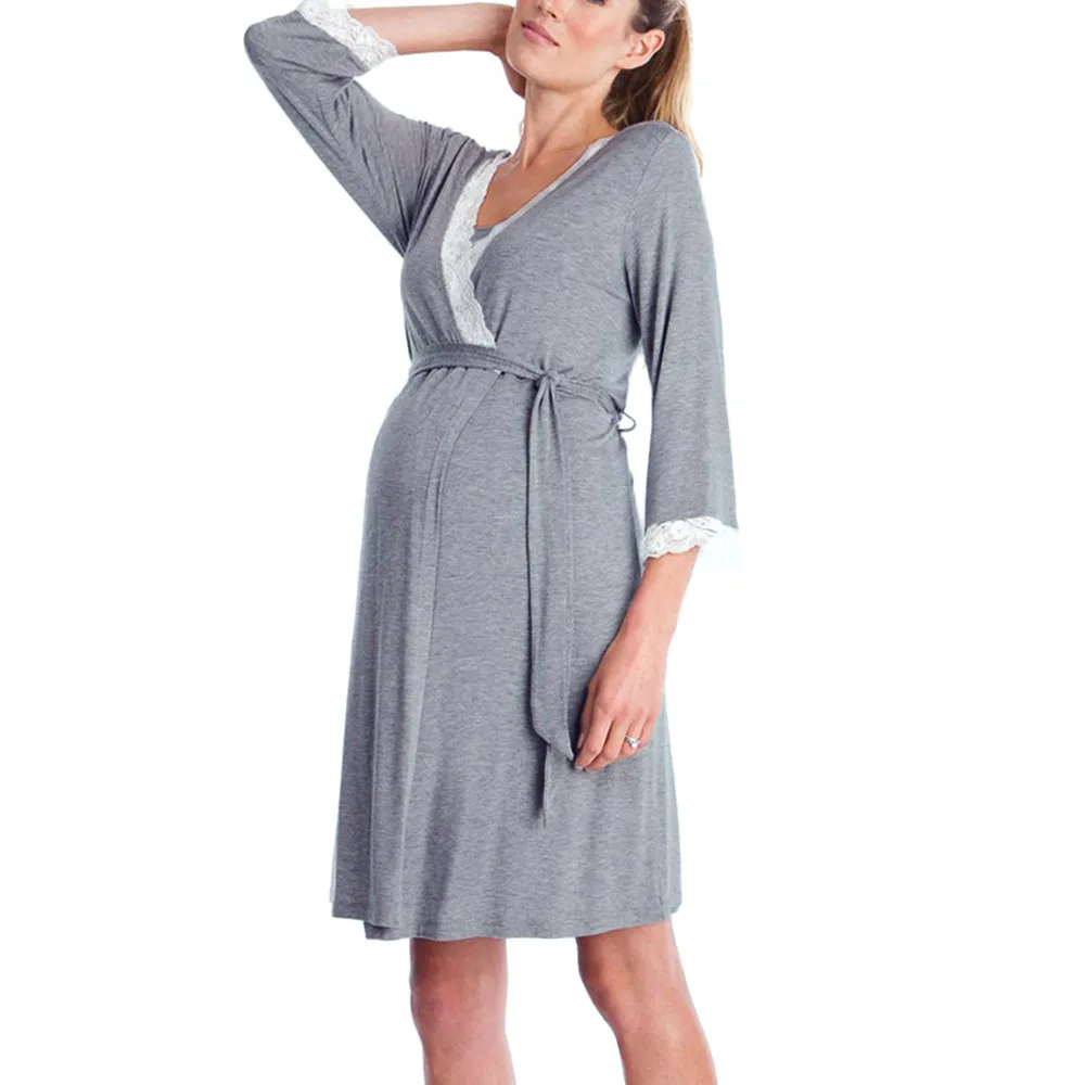 TELOTUNY одежда для сна из хлопка для женщин; кружевные пижамы для беременных; повседневная одежда с длинными рукавами для беременных; ночная рубашка; одежда для сна; JAN28