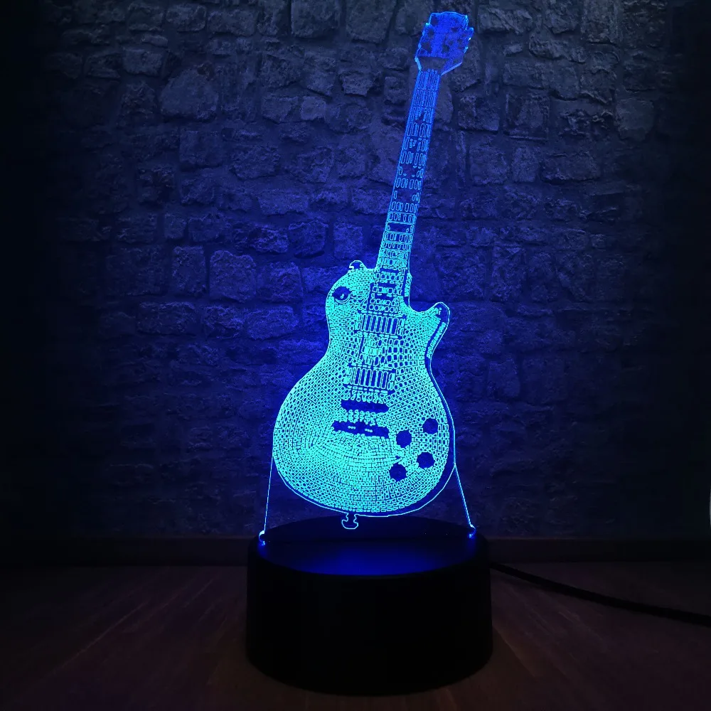 Новый музыкальный стиль Гитара Бас 3D лампа ночник светильник Новинка Luminaria USB
