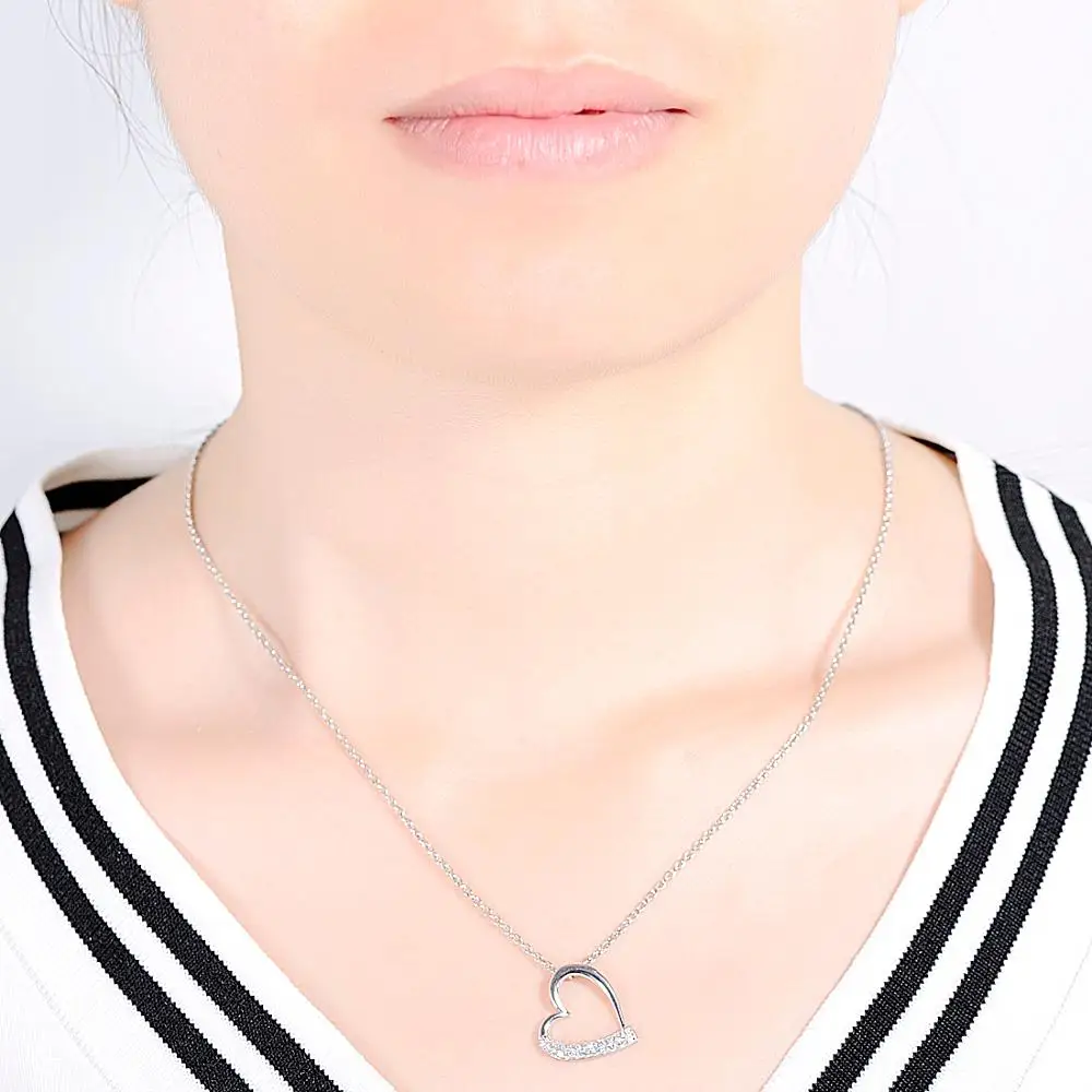 Серебряное сердце Подвеска подходит для ожерелья цепь кубический цирконий