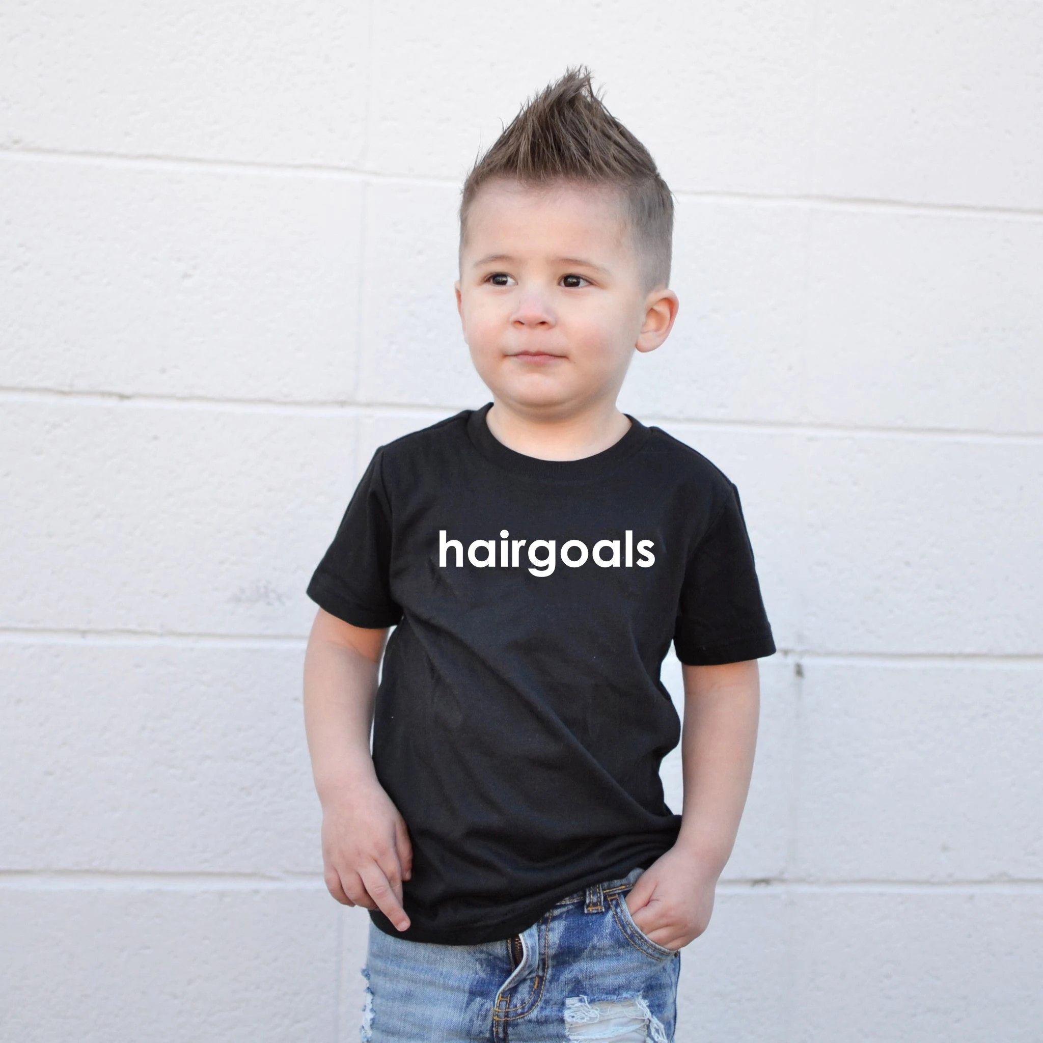 

Hair Goals Summer Kids Tees Children Casual Clothing Short Sleeve Fashion T-shirt Boys Girls Unisex Black Cool Funny Tshirt