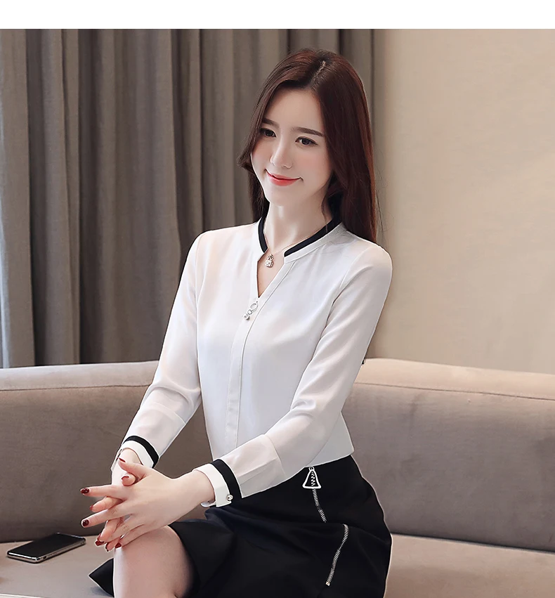 FREE SHIPPING Women V-Neck Chiffon Blouse OG0728