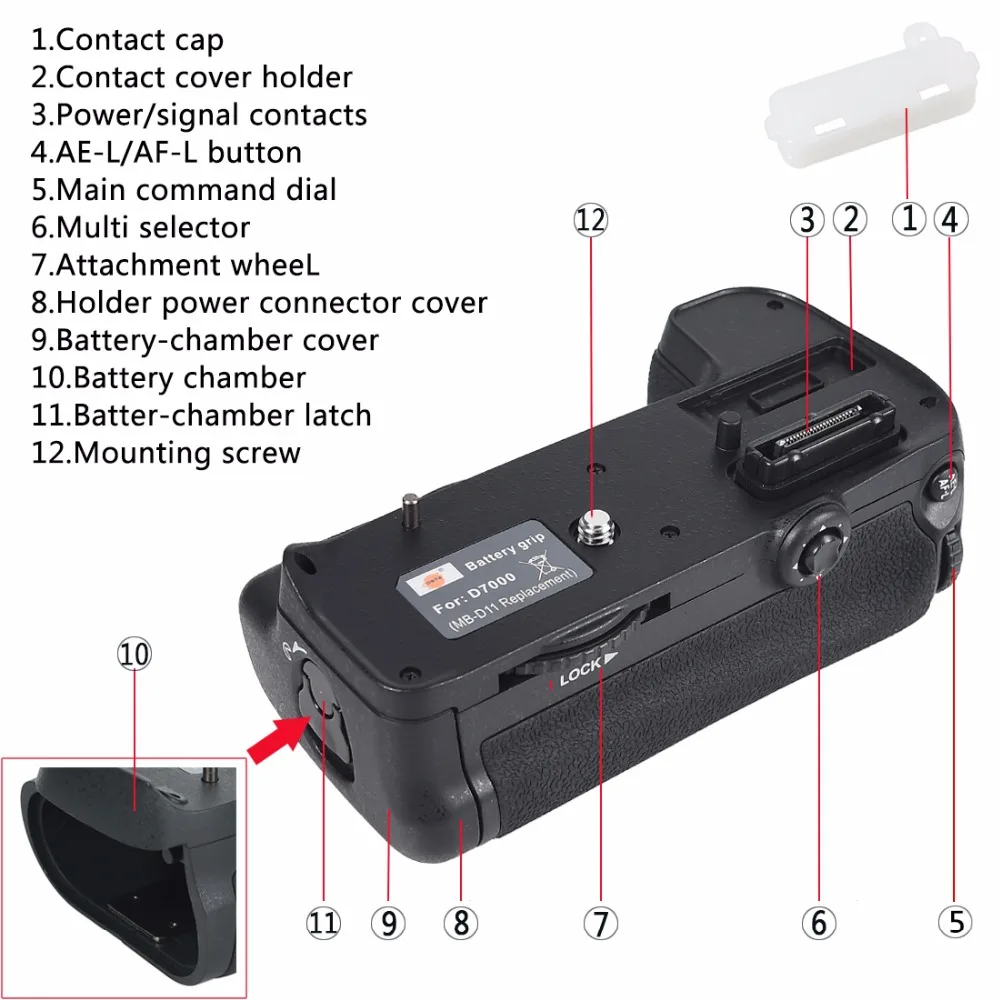 Вертикальная Батарейная ручка для фотоаппарата Nikon D7000|vertical battery grip|battery gripbattery grip