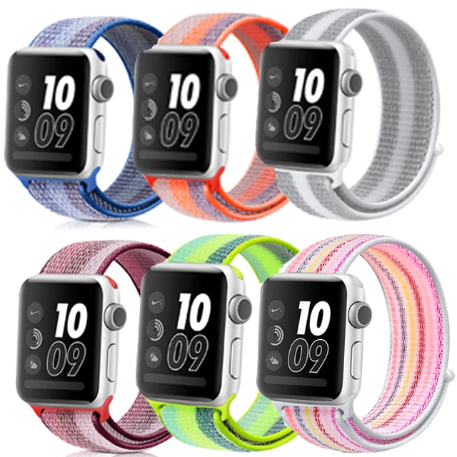 38 мм 42 40 44 ремешок для apple watch series 1 2 3 тканый нейлоновый iWatch 4 цветной узор
