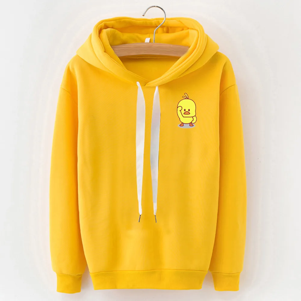 

Autumn Winter Womens Hooded Little Yellow Duck Printing Long Sleeve Sweatshirt Pullover Hoodies Women Casual Harajuku hoodies