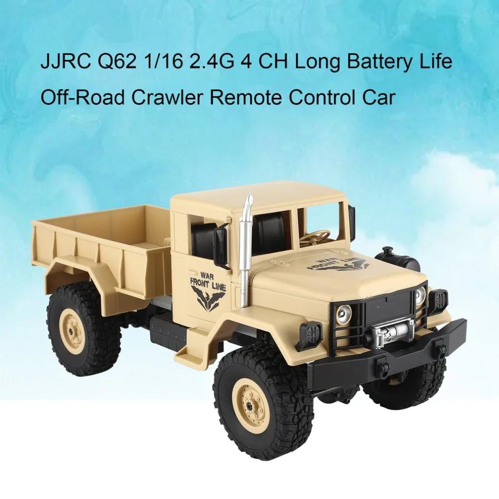 

Christmas JJRC Q63 1/16 2.4G 6WD Long Battery Life Off-Road Military Trunk Crawler Remote Control Car Kids Toys Birthday Gifts