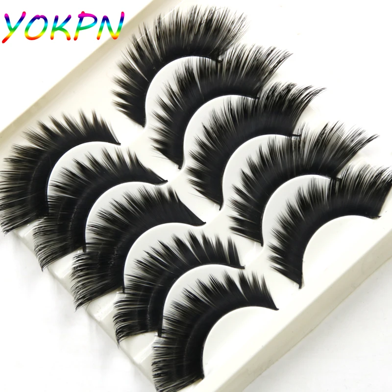 

YOKPN Exaggerated Thick False Eyelashes Cross Messy Cotton Thread Winged False Eyelashes Stage Latin Makeup Eyelashes