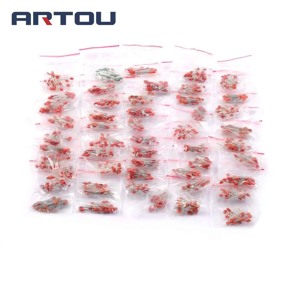 

(1pf-100nf) 1000pcs 50value 50V Ceramic Capacitor Assorted kit Assortment Set