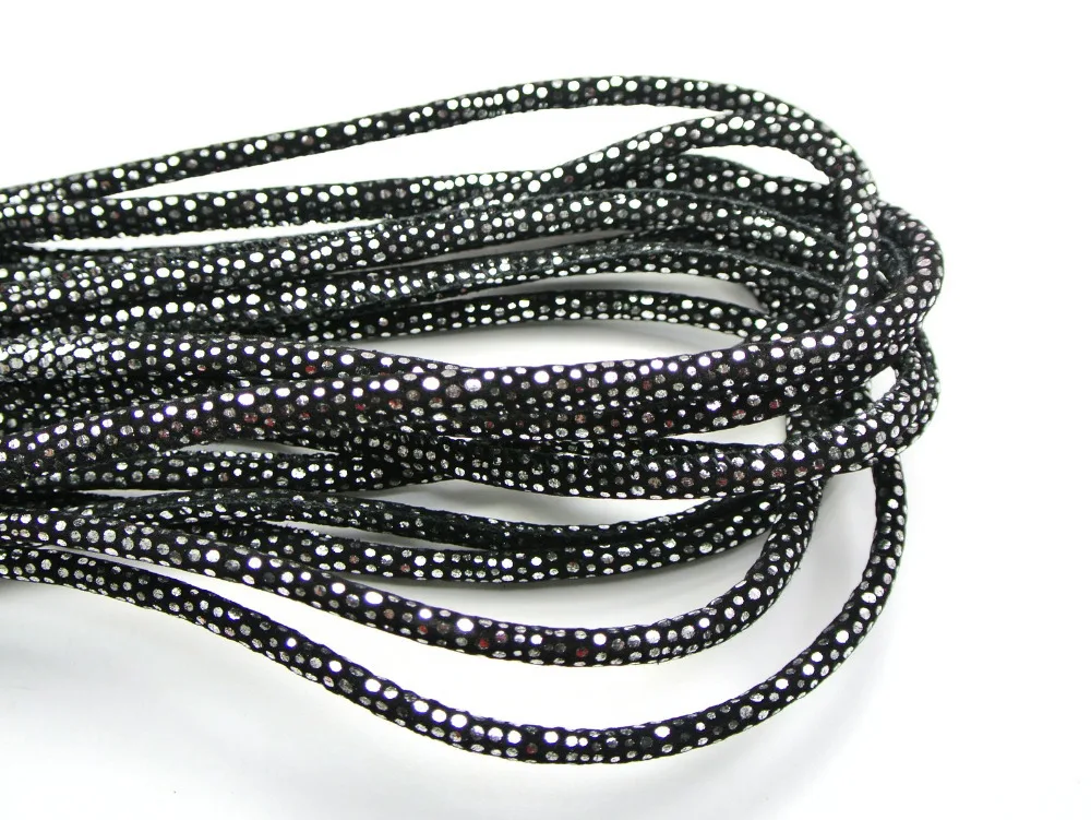 

5 meters Black Metallic Glitter Stitched Soft Fabric Padded Cord Rope String 5X7mm Jewelry Trimming