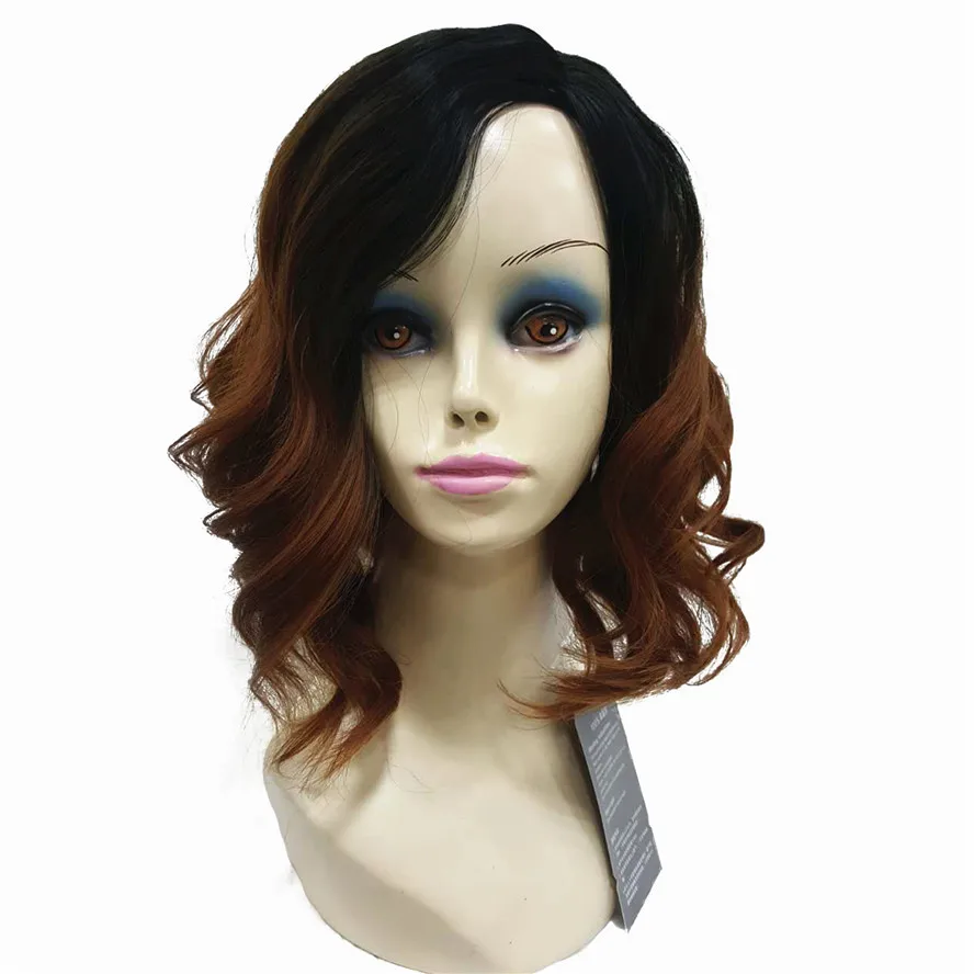 

StrongBeauty Synthetic Wig for Women Medium Curly Hair Ombre Wigs Dark roots