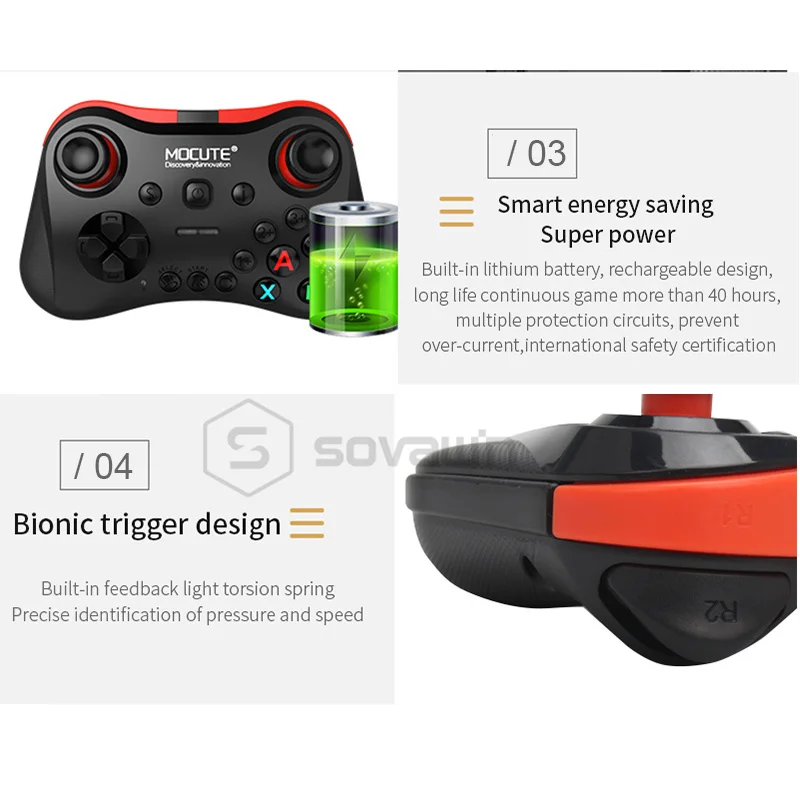 Mocute 056 Bluetooth геймпад Android беспроводной джойстик VR контроллер мобильный для PUBG