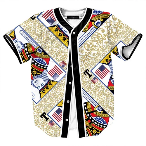 Queen Spades Baseball Shirt Men Baseball Jersey 3D T Shirts Unisex Hip