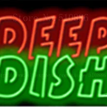 Deep Dish неоновая вывеска Настоящее стекло Пивной бар PUB световые вывески магазин дисплей Ресторан реклама еда крылья подсвечники огни 17*14"