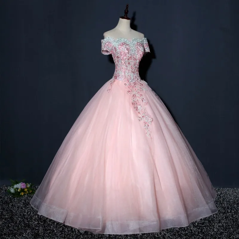 Vestido Debutante, Розовое Бальное Платье, бальные платья, милые 16 платьев для 15 лет, длинное платье для выпускного вечера, Vestido De Quinceanera - Цвет: Розовый