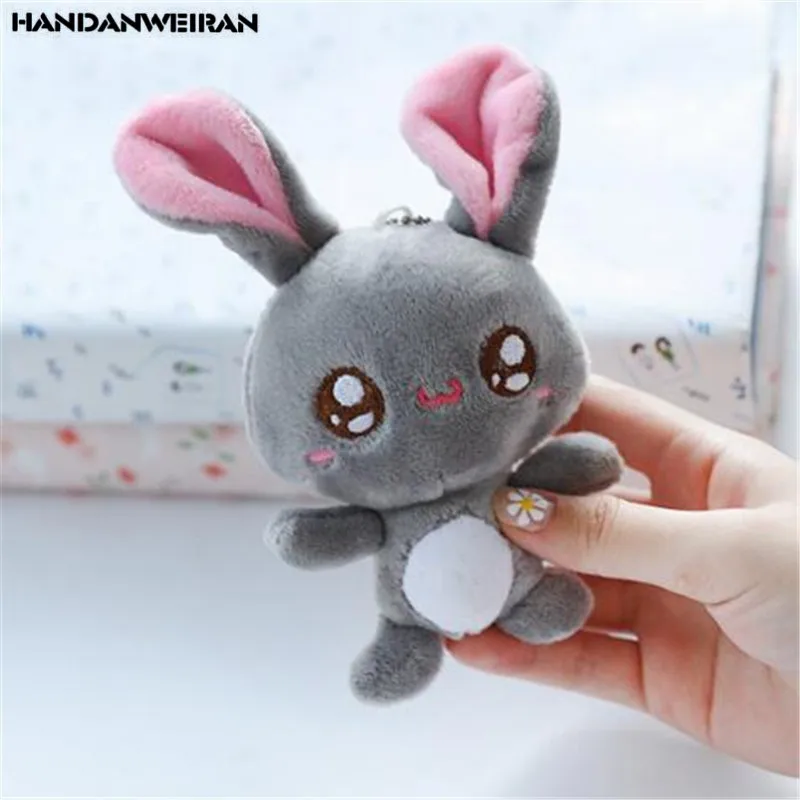 

HANDANWEIRAN 1PCS Mini Rabbit Plush Toy Pendant Cute Big Eyes Rabbits Kids Stuffed Toys Keychain Wedding Company Small Gift 12CM