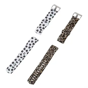 

2 x Brown leopard / black and white dog feet, smart watch replacement belt,5.5-6.7inch
