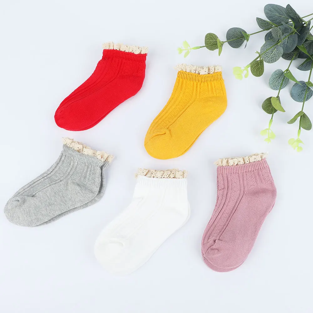 5 пар/компл. для девочек и мальчиков хлопковые кружевные короткие носки чистого печатные Laciness узор зимние носки для детей Носки с рисунком мягкие носки
