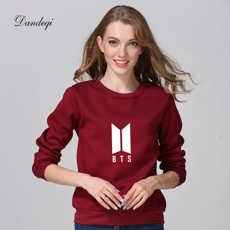 

BTS Bangtan Boys Harajuku Women Sweatshirt Love Yourself Kpop Fleece Autumn Hoodies Winter Thick O-neck Letters Tracksuit