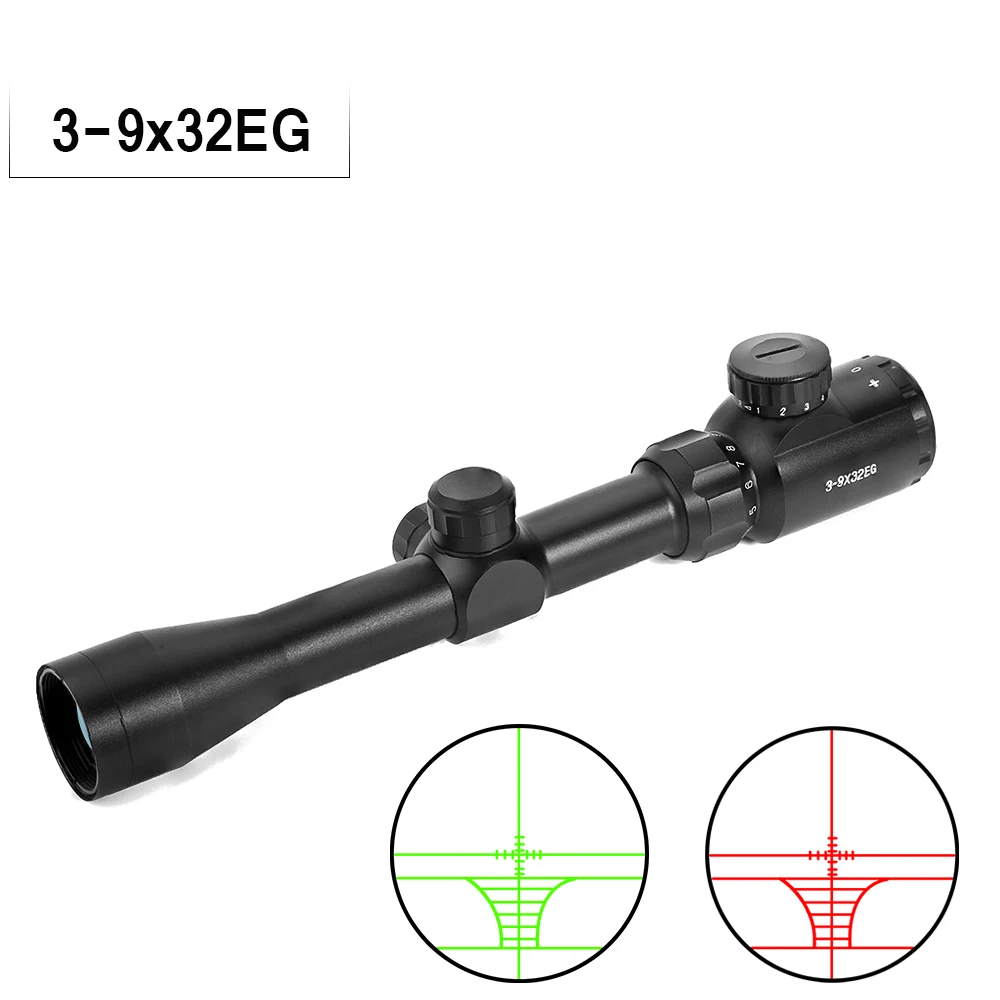 3-9x32 EG Optical Sight Riflescope Red Green Illuminated Reticle Collimator Scope 11/20mm Rail Airsoft Air Gun Hunting | Спорт и