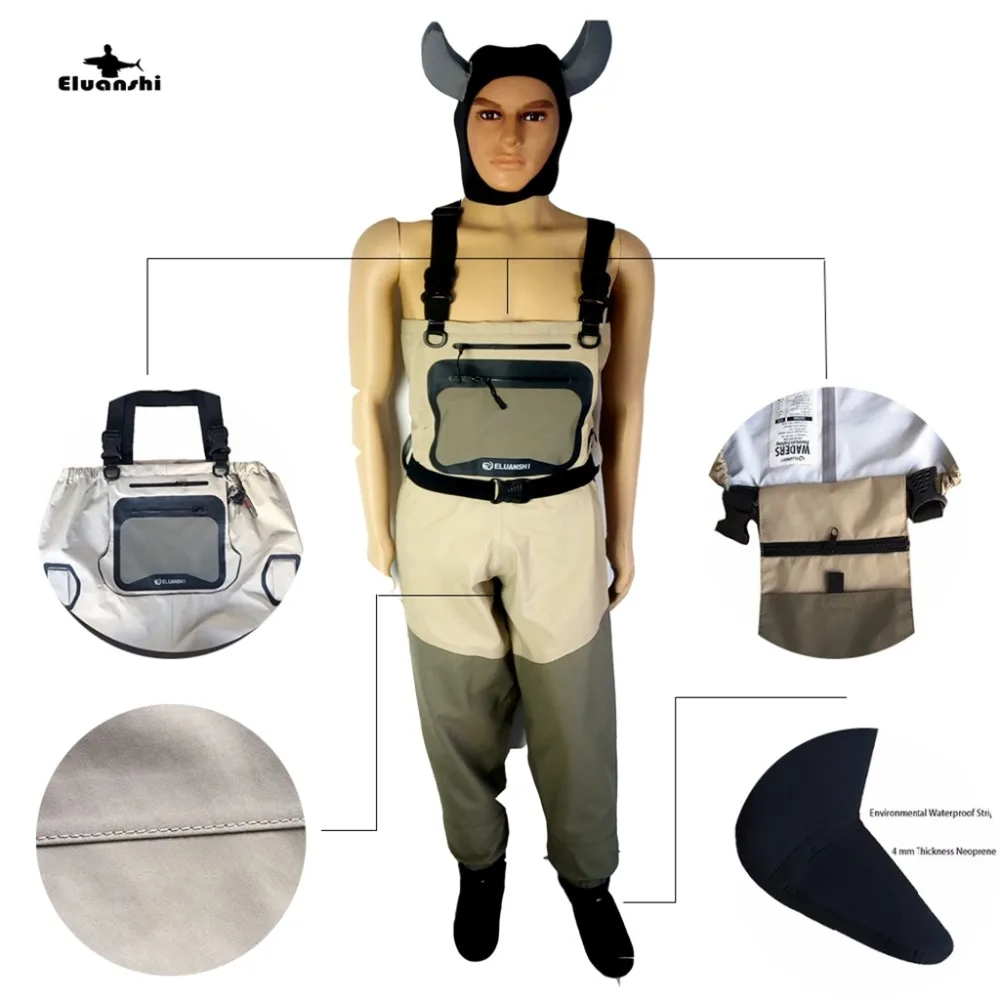 Buy Online  wader stocking foot rain boots men wading Rubber hunting shoes fly fishing waders outdoor fish suit 