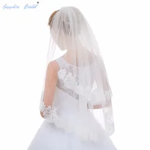 Сапфировая свадебная фата реальные фотографии 2T винтажная кружевная вуаль для невесты, свадебная вуаль белого цвета и слоновой кости Velo De Novia, Лидер продаж