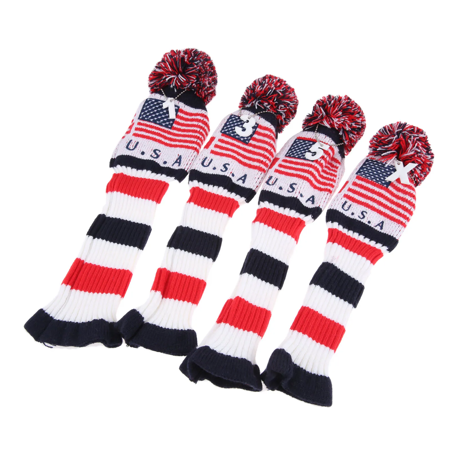 4 шт. вязаные головные уборы для гольфа чехлы клюшек защитный набор с номером 1 3 5 X