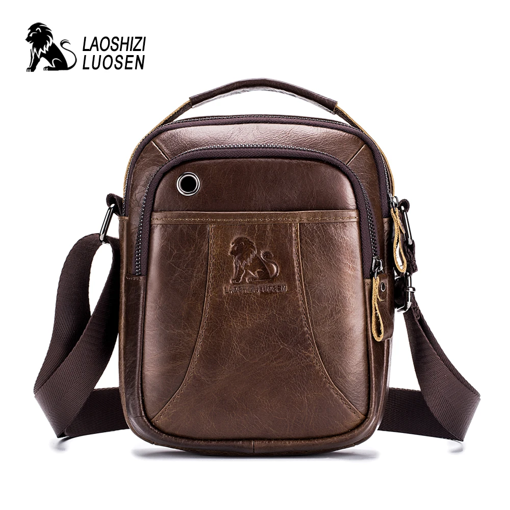 LAOSHIZI портативная маленькая сумка для мужчин из натуральной кожи через