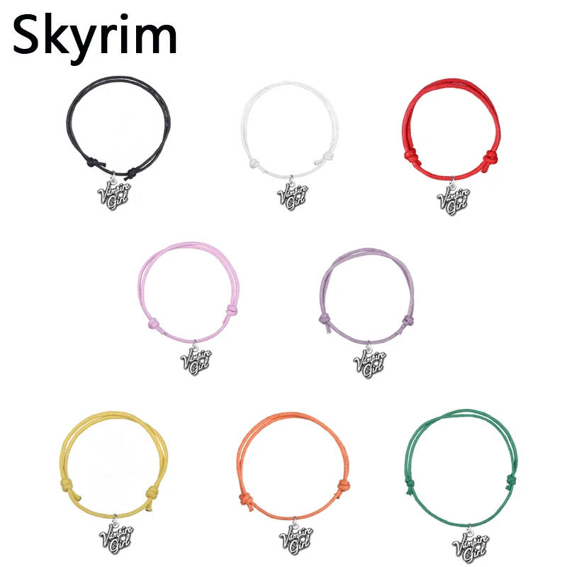 

Skyrim 10pcs/lot Unique Design Wax Cord Adjustable Bracelets With Vampire Girl Alphabets Choices Causal Style Gifts Eight Colors