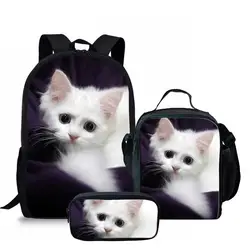 THIKIN 3 шт./компл. очаровательный котенок кот Школьные рюкзаки для девочек и мальчиков немецкая овчарка школьные рюкзаки с принтом детская