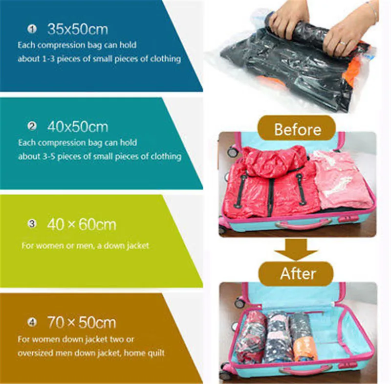 

Vacuum Storage Space Saver Bags Saving Seal Clothing Compressed Bag Organizer