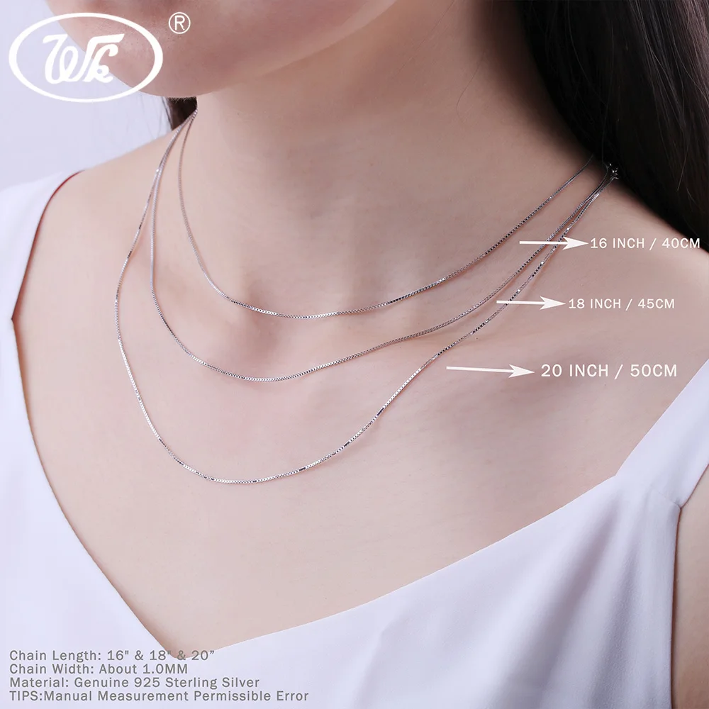 925 Sterling Silver Box Chain Necklace 