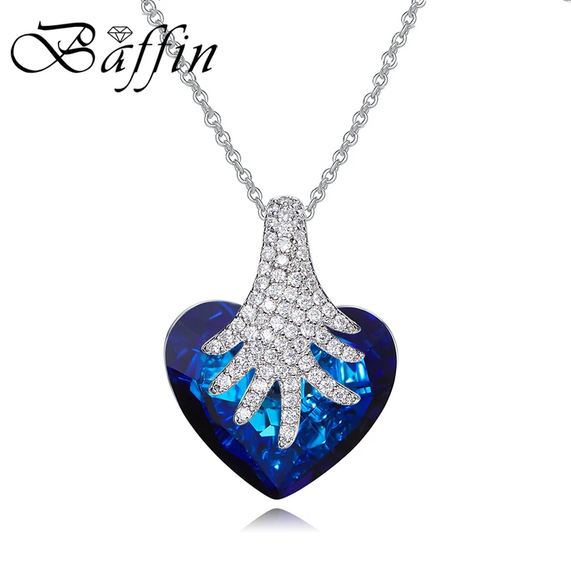 

BAFFIN Crystals From SWAROVSKI Maxi Heart Pendant Necklaces Silver Color Chain Collares For Women Wedding Chic Gift Jewelry 2018