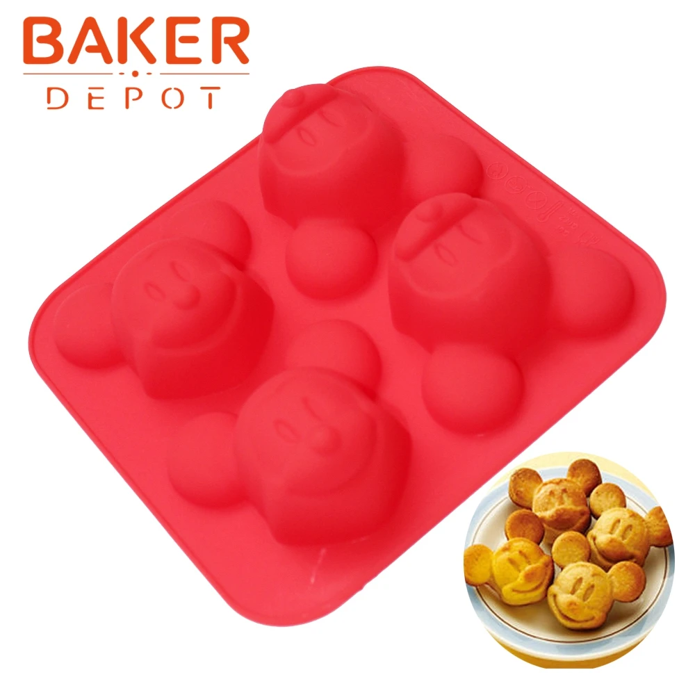 

silicone dessert bakeware mold 4 lattices micky mouse soap mold jelly pudding mould chocolate molds SICM-001-3