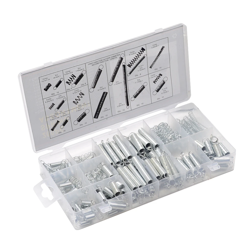 

200PCS/set hardware Tension spring compression spring set in box 20 Size Springs Assortment